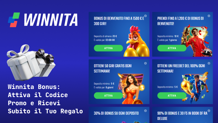Bonus Winnita - Elenco dei bonus effettivi per i giocatori italiani